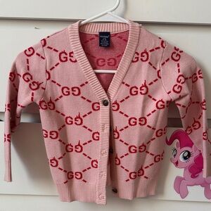 Kids Pink Sweater with Red Pattern